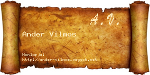 Ander Vilmos névjegykártya